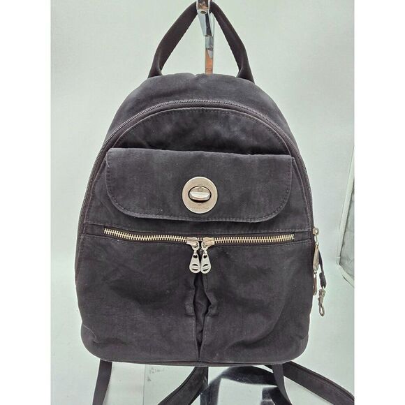 Vintage Baggallini Black Nylon Backpack With Zipper & Turn Lock Closure - Picture 1 of 8